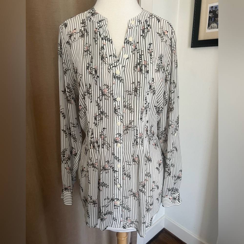 Style and Co blouse with tie back and pleats.